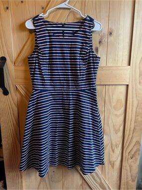 Tommy Hilfiger Red, White & Blue Striped Sleeveless Fit-and-Flare Dress 4th July